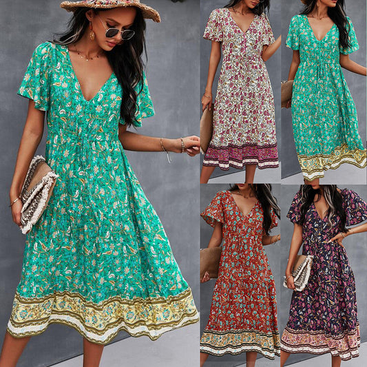 Vibrant Boho Floral Dress by Andrea Serena
