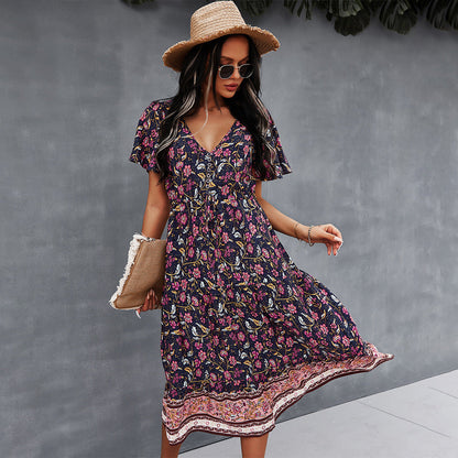 Lebhaftes Boho-Blumenkleid von Andrea Serena