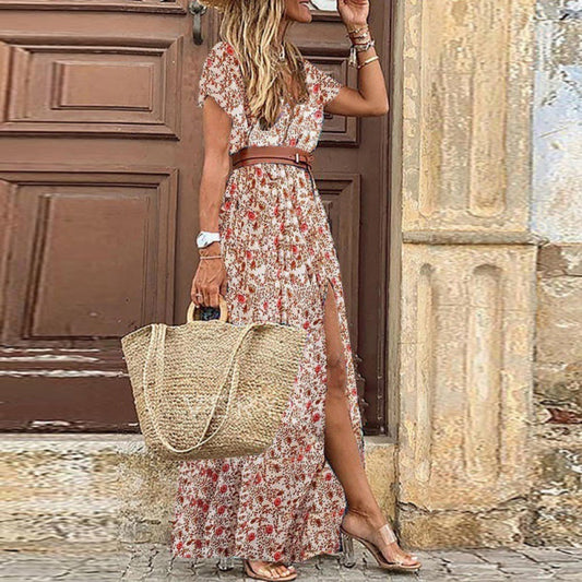 Andrea's™ | Maxikleid im Boho-Stil mit V-Ausschnitt und Gürtel