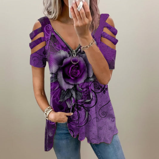 Oberteil mit Blumenmuster und V-Ausschnitt von Andrea Serena