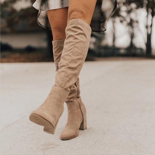 Andrea's™ | Kniehohe Stiefel mit Blockabsatz und Stretchschaft