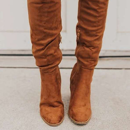 Andrea's™ | Kniehohe Stiefel mit Blockabsatz und Stretchschaft