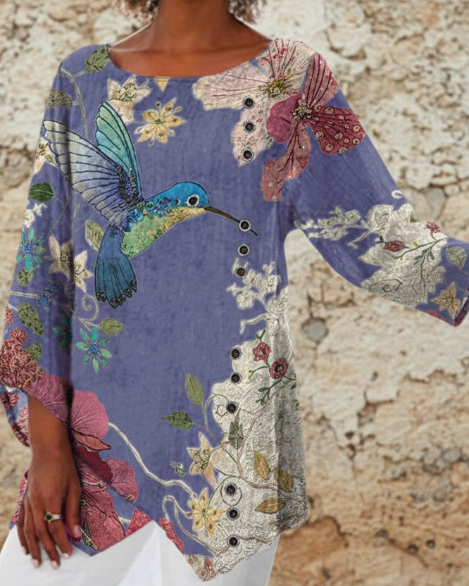 Floral Print Irregular Top by Andrea Serena