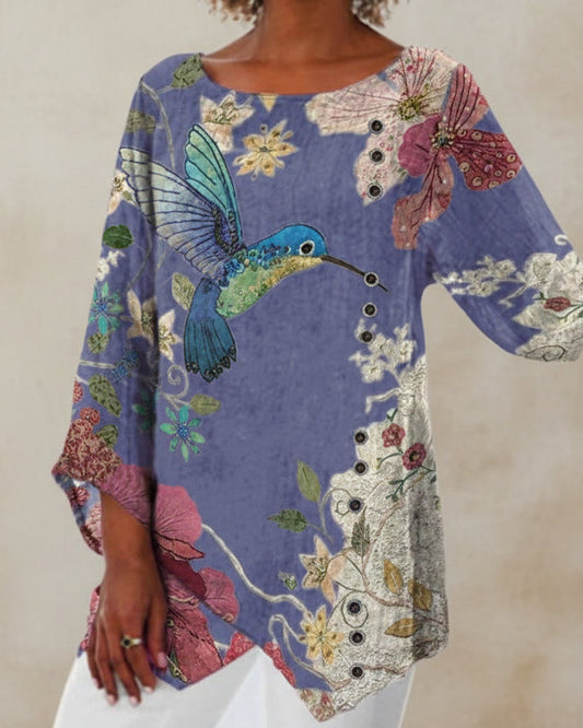 Unregelmäßiges Top mit Blumenmuster von Andrea Serena