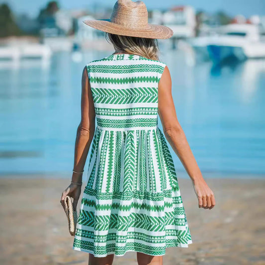 Andrea Serena Midikleid mit lebhaftem Print und V-Ausschnitt