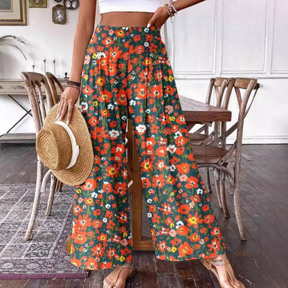 Elegante, hochgeschnittene Hose mit Blumenmuster von Andrea Serena