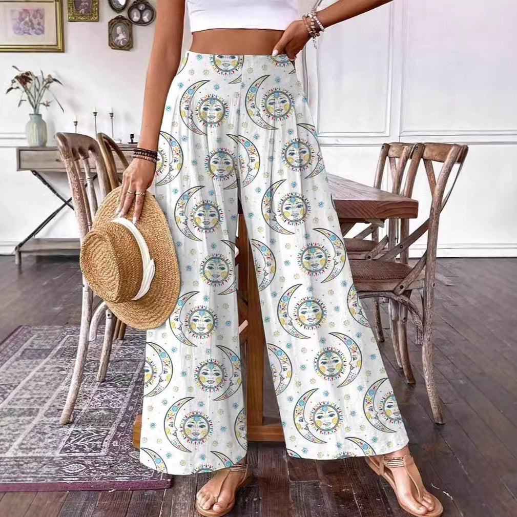 Elegante, hochgeschnittene Hose mit Blumenmuster von Andrea Serena
