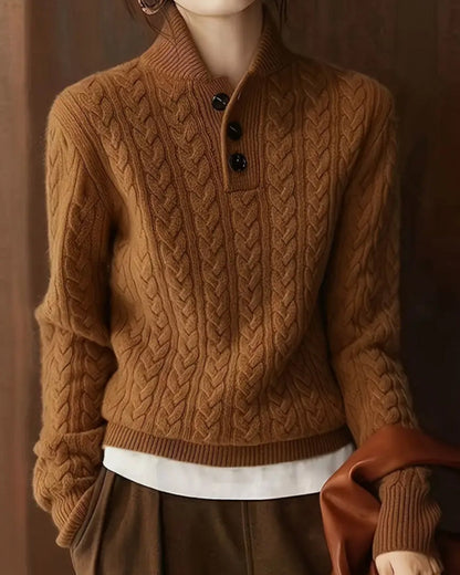 Andrea's™ | Pullover Stehkragen Zopfmuster