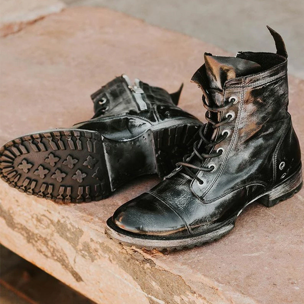 Andrea's™ | Bequeme Retro-Stiefeletten mit runder Zehenkappe und Schnürung