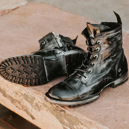 Andrea's™ | Bequeme Retro-Stiefeletten mit runder Zehenkappe und Schnürung
