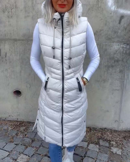 Andrea's™ | Ärmellose, lässige Steppjacke mit Kapuze und Reißverschluss