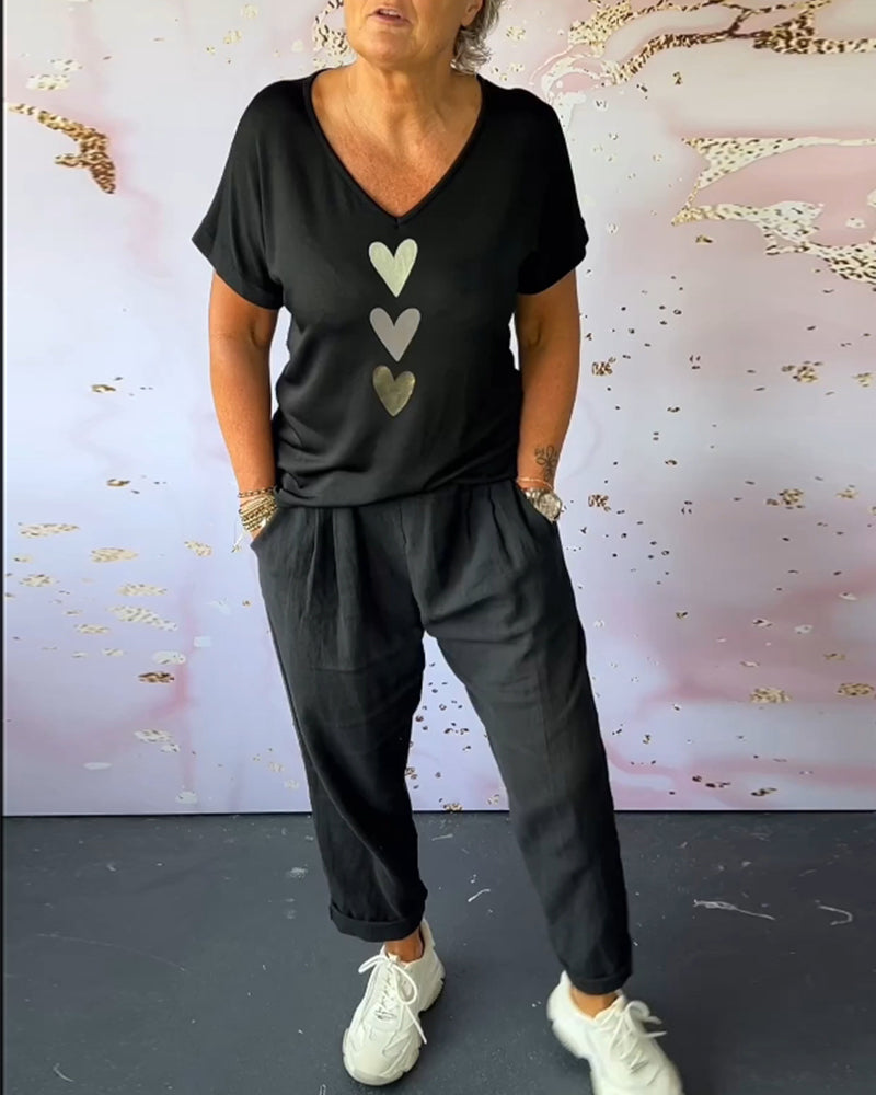 Andrea's™ | Bequeme Freizeithose mit einfarbiger Tasche