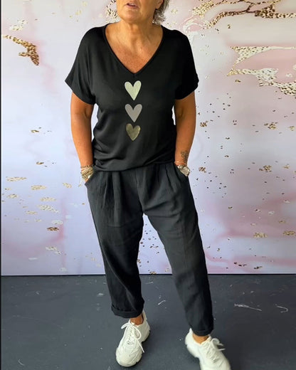 Andrea's™ | Bequeme Freizeithose mit einfarbiger Tasche