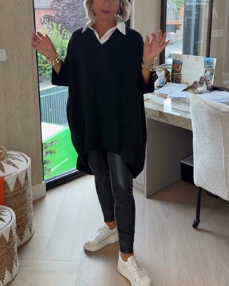 Andrea's™ | Pullover Mit V-Ausschnitt, Geknöpft Und Asymmetrisch Merkmalen