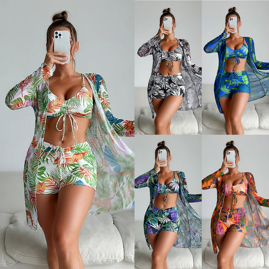 Vibrant Print Andrea Serena Three-Piece Bikini Set