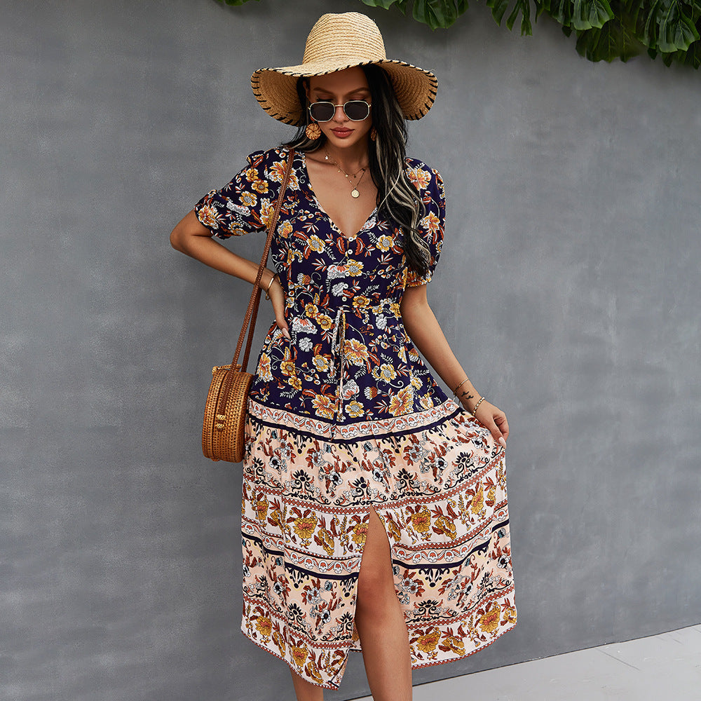 Boho-Kleid mit Blumenmuster, Andrea Serena, Sommerstil