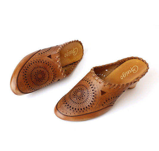 Vintage Ledersandalen mit mittelhohem Absatz von Andrea Serena