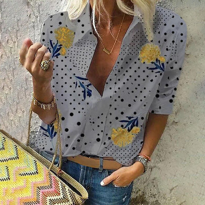Elegantes Andrea Serena Top mit Blumenmuster und V-Ausschnitt