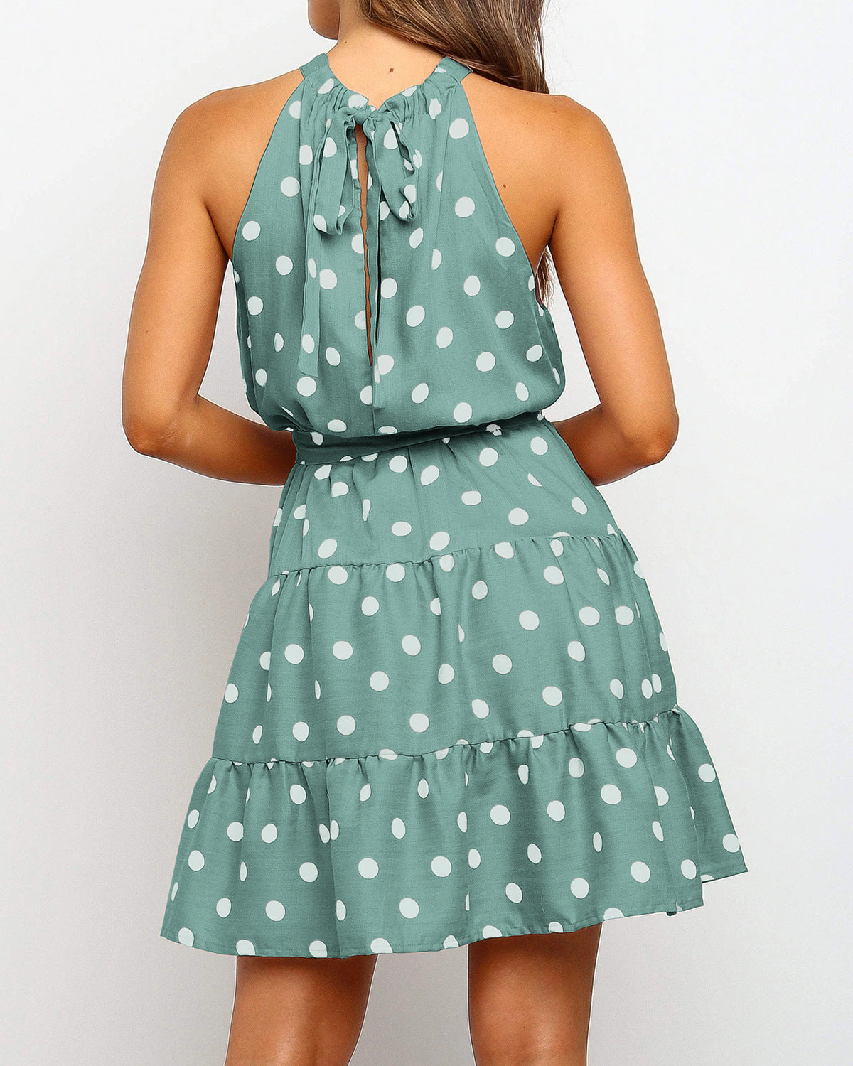 Schickes Polka-Dot-Neckholderkleid von Andrea Serena