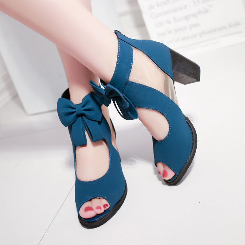 Andrea's™ | High Heels Sandalen mit Schleife und Mesh-Einsatz