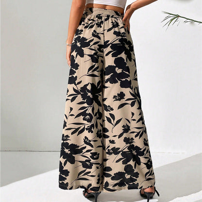 Geblümte High-Waist-Hose mit weitem Bein von Andrea Serena