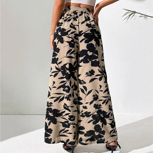 Geblümte High-Waist-Hose mit weitem Bein von Andrea Serena