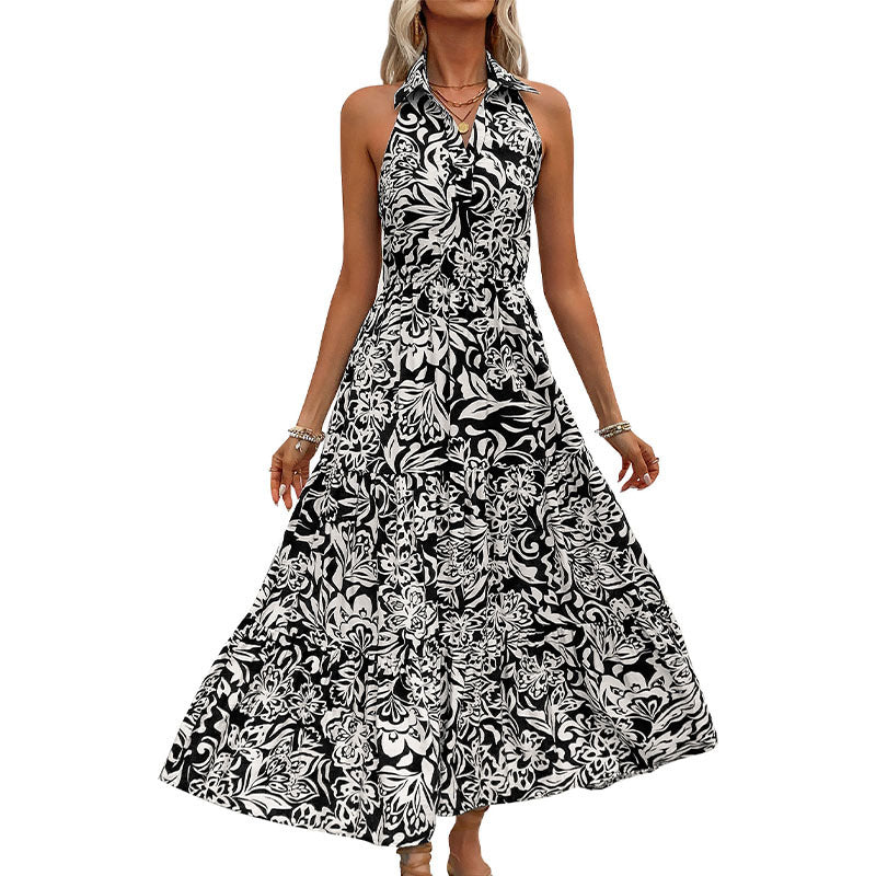 Elegantes Neckholderkleid mit Blumenmuster von Andrea Serena