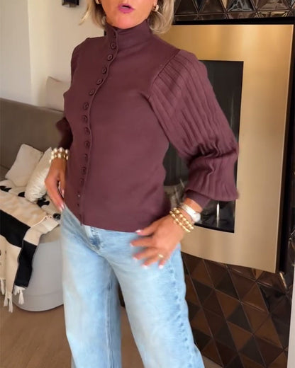 Andrea's™ | Langärmelige Strickjacke mit Knopfleiste