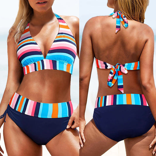 Gestreifter High-Waist-Bikini von Andrea Serena