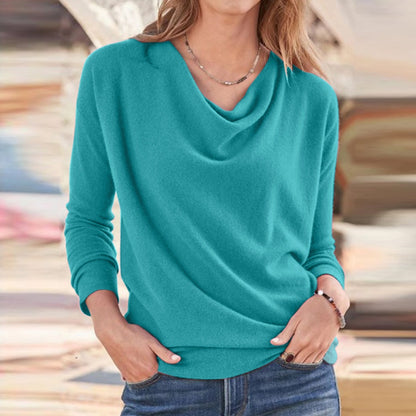 Damen Langarmshirt mit Drapiertem V-Ausschnitt