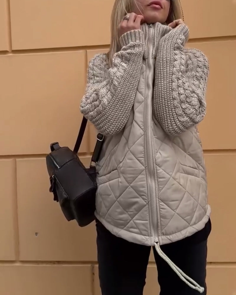 Andrea's™ | Einfarbiger mantel mit reißverschluss und hohem kragen