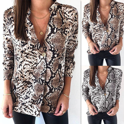 Chic Leopard Print Andrea Serena Button-Up Top