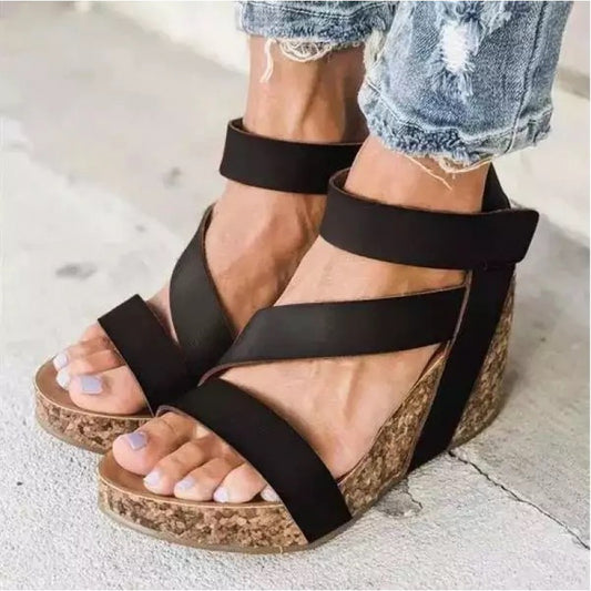 Andrea's™ | Damen Sommer-Keilsandaletten mit Klettverschluss