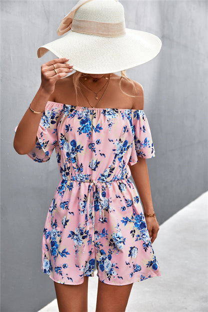 Geblümter schulterfreier Jumpsuit von Andrea Serena
