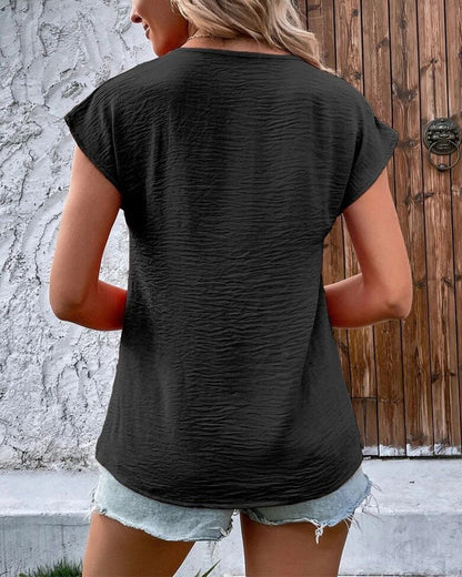 Andrea's™ | Kurzärmliges T-Shirt mit V-Ausschnitt