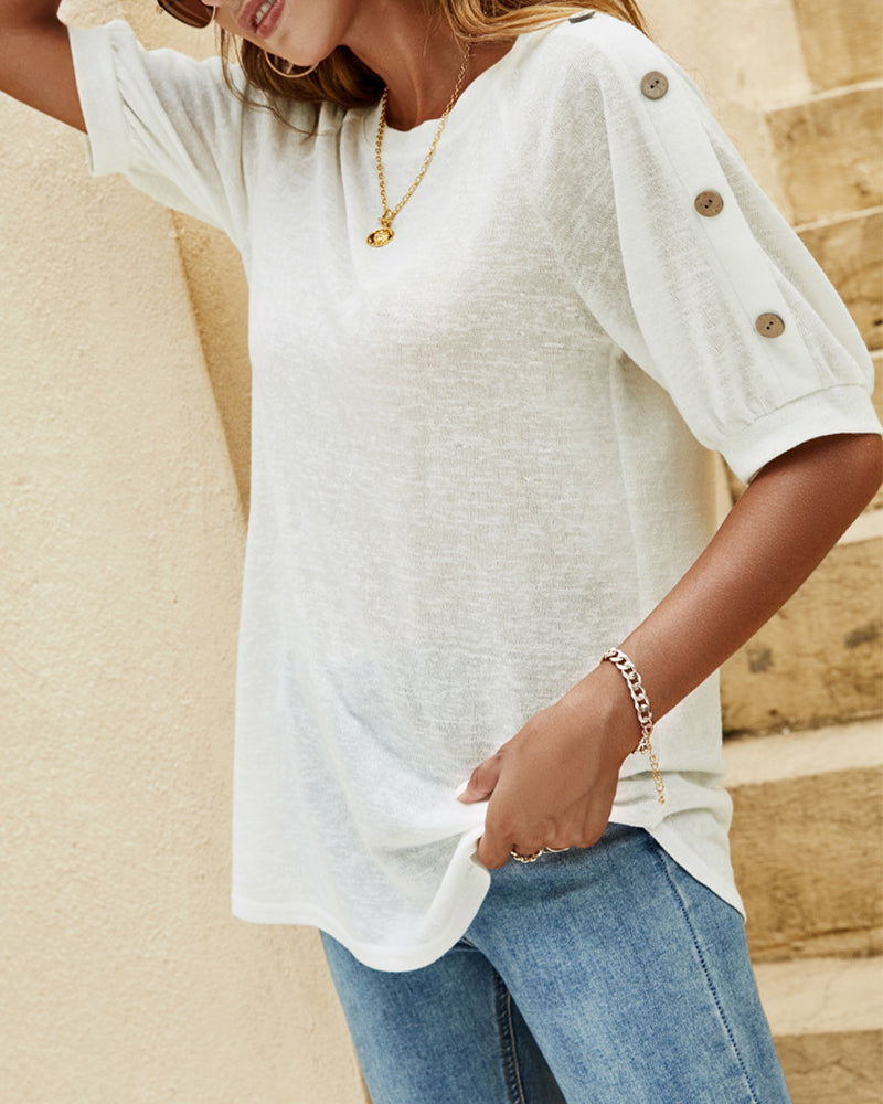 Andrea's™ | T-Shirt mit Knopfärmeln