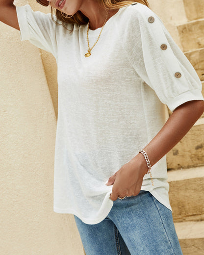 Andrea's™ | T-Shirt mit Knopfärmeln