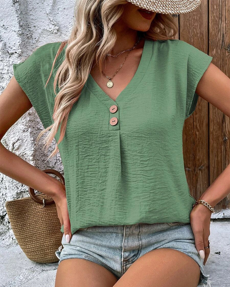 Andrea's™ | Kurzärmliges T-Shirt mit V-Ausschnitt