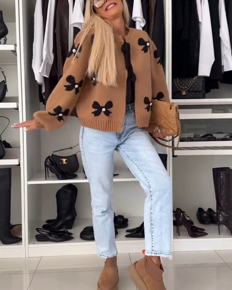 Andrea's™ | Cardigan mit Perlenschleife und Schnürung