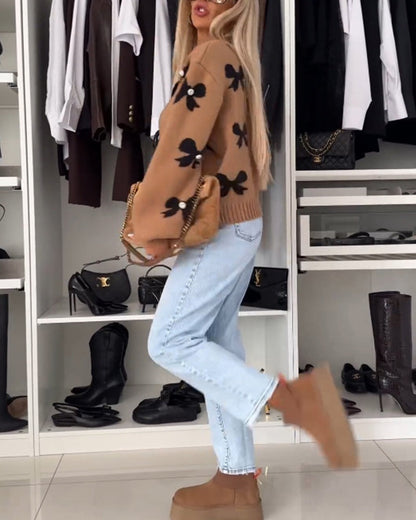 Andrea's™ | Cardigan mit Perlenschleife und Schnürung