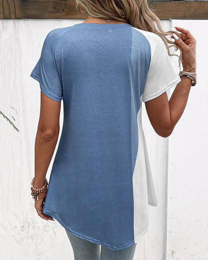 Andrea's™ | Patchwork-T-Shirt mit Blumendruck