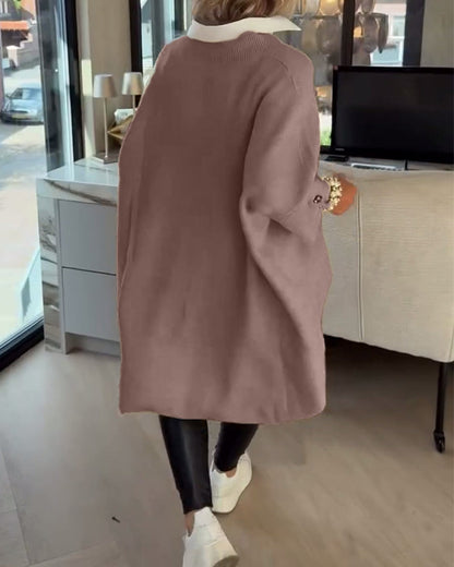 Andrea's™ | Pullover Mit V-Ausschnitt, Geknöpft Und Asymmetrisch Merkmalen