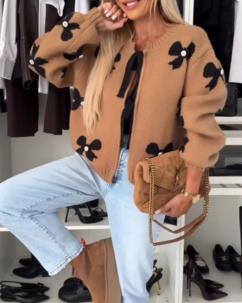 Andrea's™ | Cardigan mit Perlenschleife und Schnürung