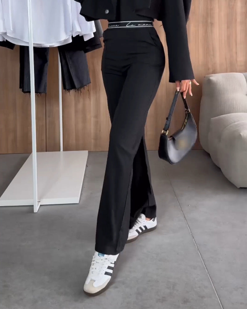 Andrea's™ | Lässige gerade hose in unifarbe mit reißverschlusstasche