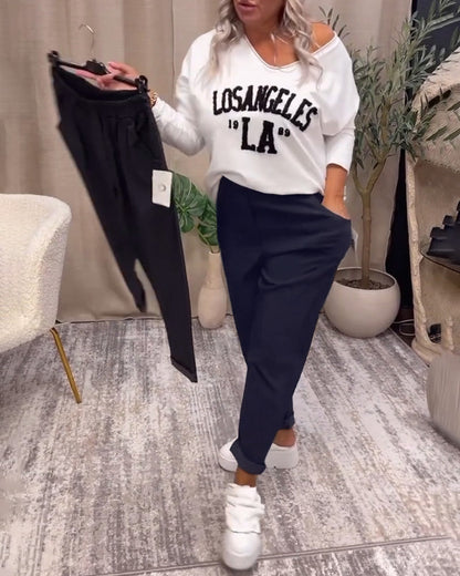 Andrea's™ | Lässige, einfarbige hose mit taschen