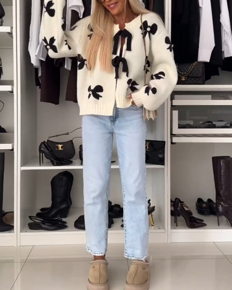 Andrea's™ | Cardigan mit Perlenschleife und Schnürung