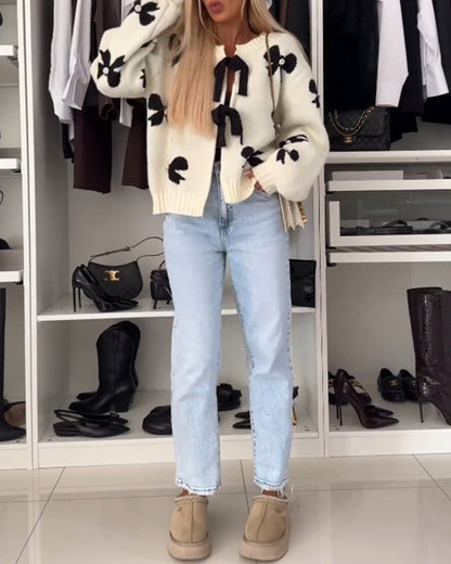 Andrea's™ | Cardigan mit Perlenschleife und Schnürung