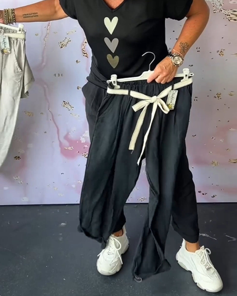 Andrea's™ | Bequeme Freizeithose mit einfarbiger Tasche