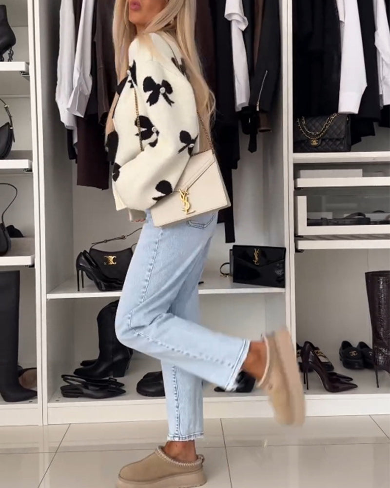 Andrea's™ | Cardigan mit Perlenschleife und Schnürung