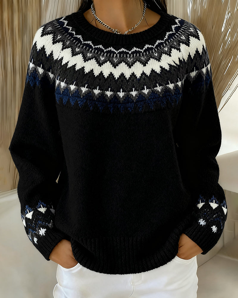 Andrea's™ | Langärmeliger Pullover mit Rundhalsausschnitt